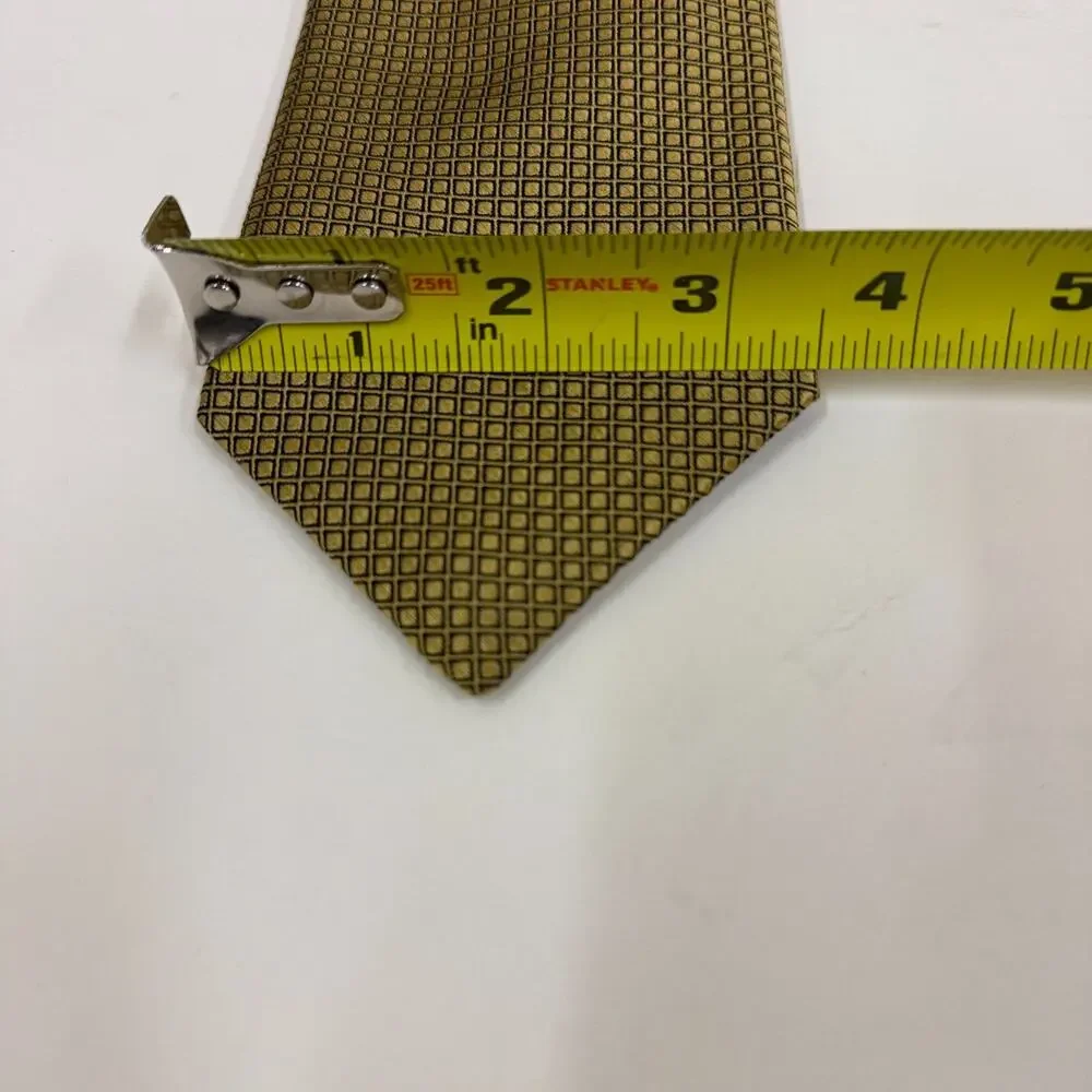 Robert Talbott Gold Olive Geometric Micro Check 100% Silk Tie Men's Burgundy Tip